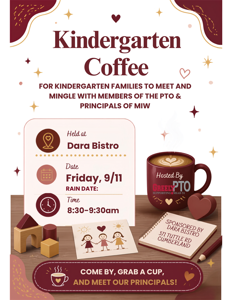 kindergarten coffee flyer from MSAD 51 PTO