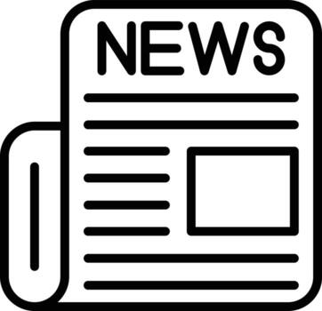 A white stylized newspaper icon with the word