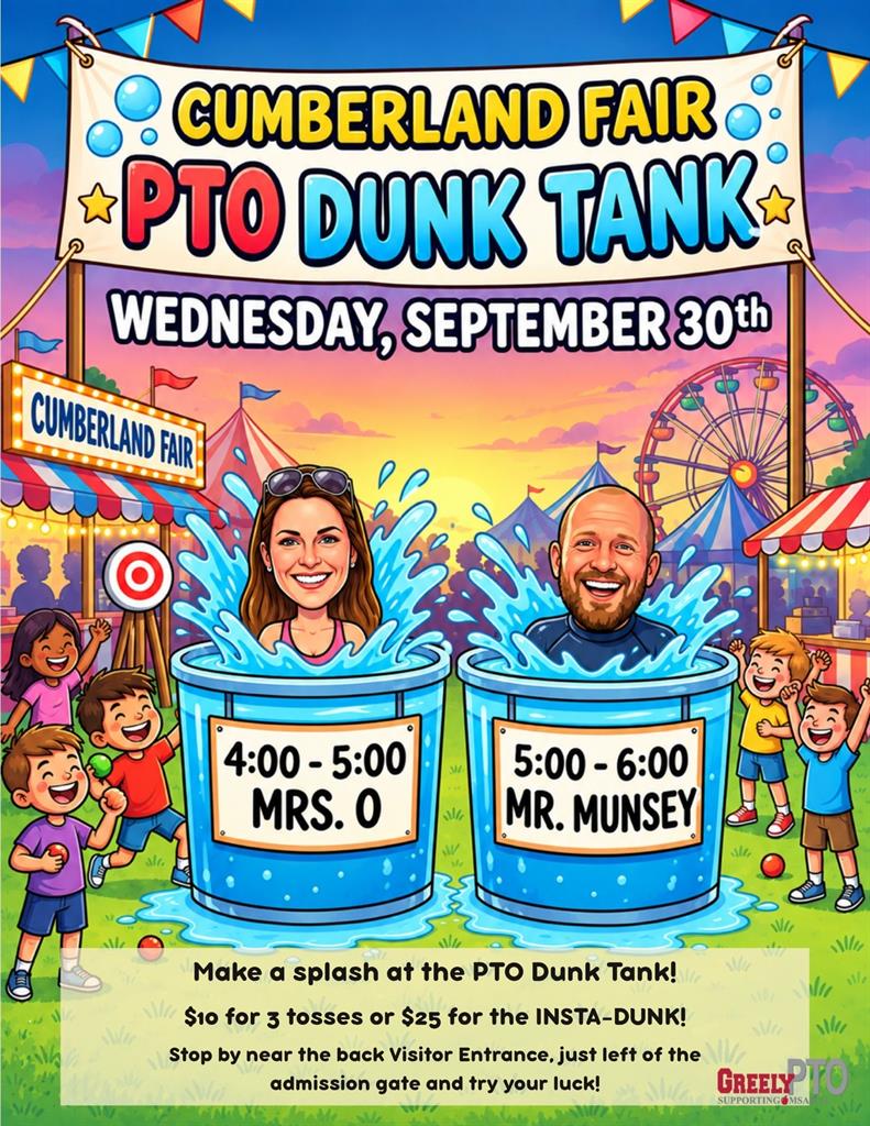dunk tank for Mrs. O and Mr. Munsey flyer photo