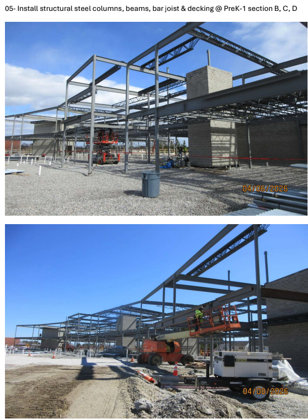 Steel being erected for the new Small School Building