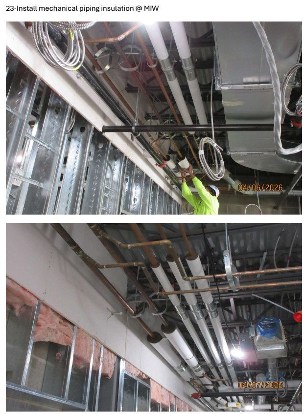 internal piping work at the MIW addition project