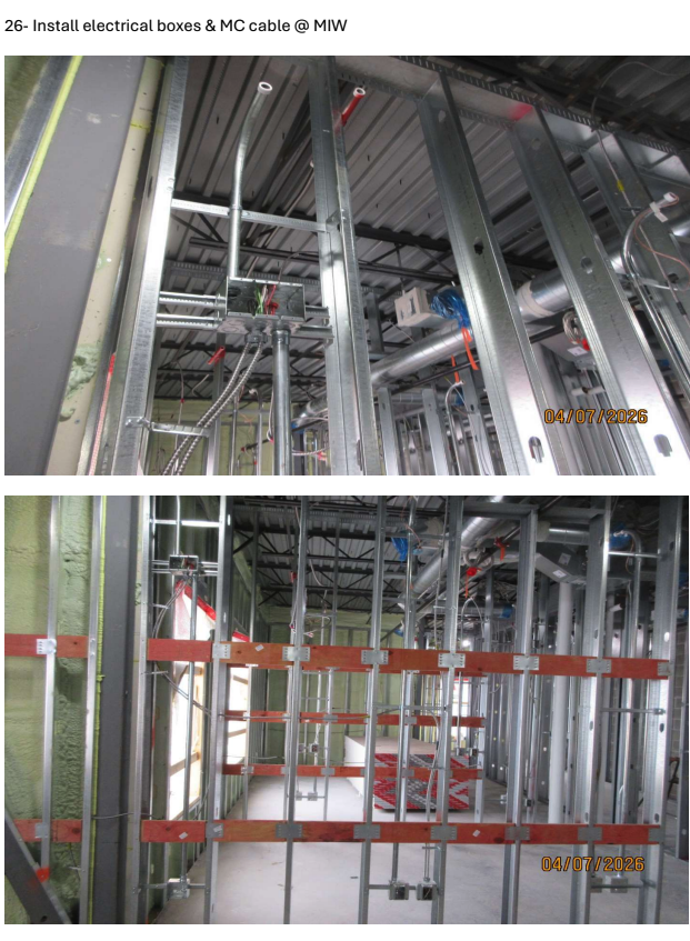 Electrical work going on at the MIW addition project