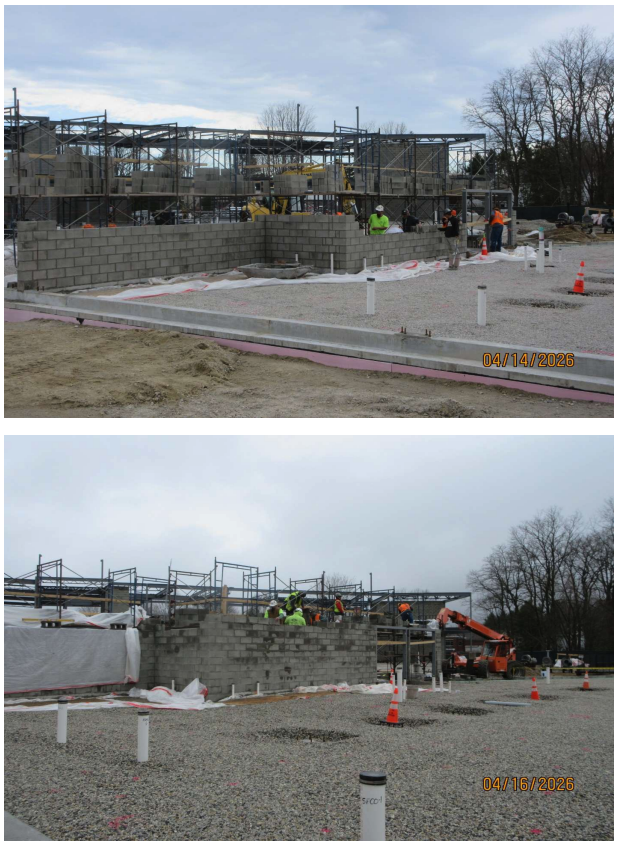 exterior wall going up at new PK school