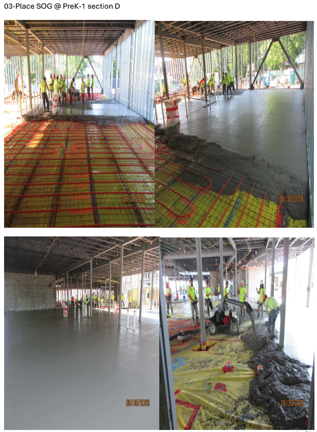 concrete pouring over floor.